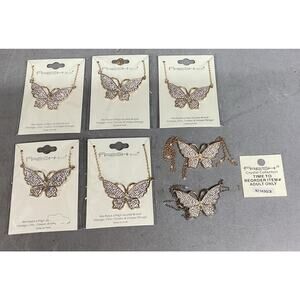 Lot Of 7 Fresh And Co Crystal Collection Butterfly Necklaces - #N2165GCR